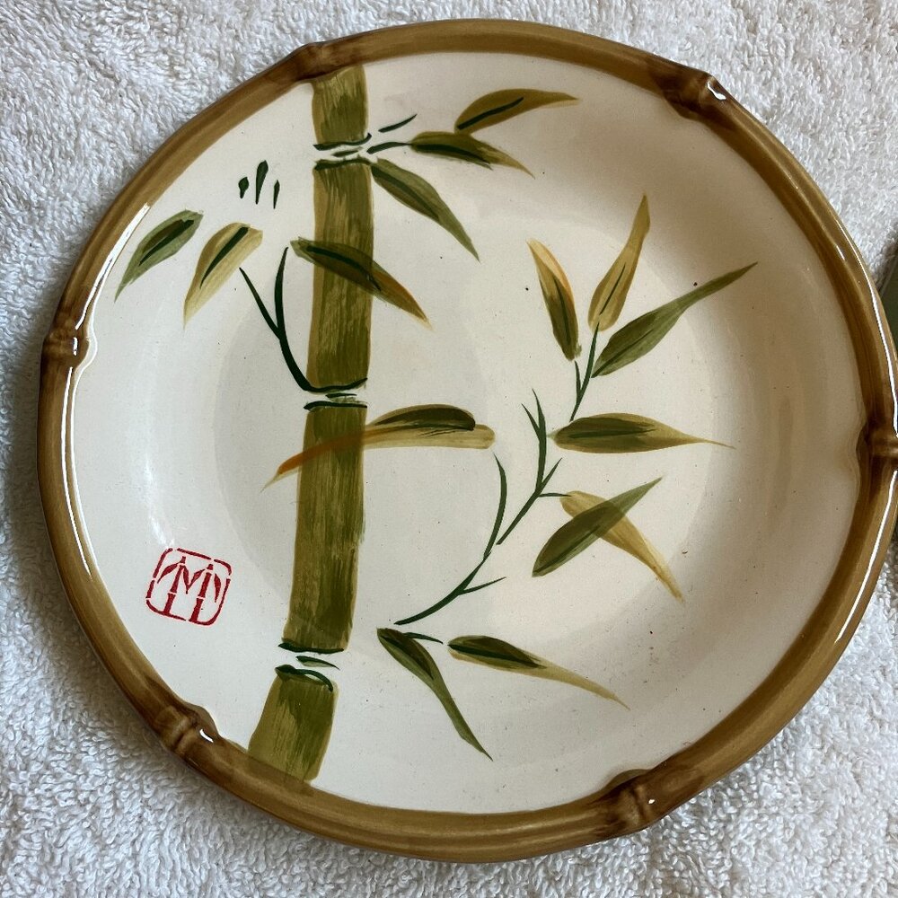 EUC Kauhale Living Set of 3  Bamboo Salad / Dessert Plates 7 1/4"